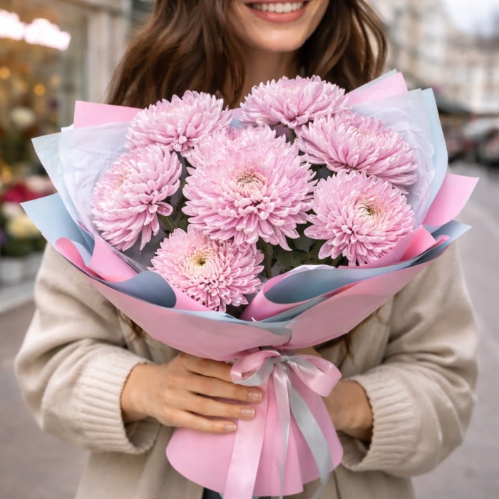 Букет 7 крупных хризантем