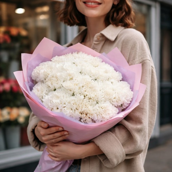 25 белых гвоздик