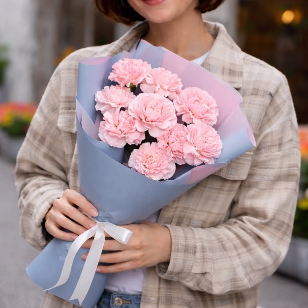 9 розовых гвоздик