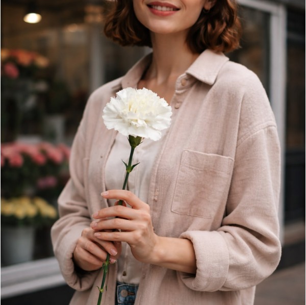 Белая гвоздика одна штука