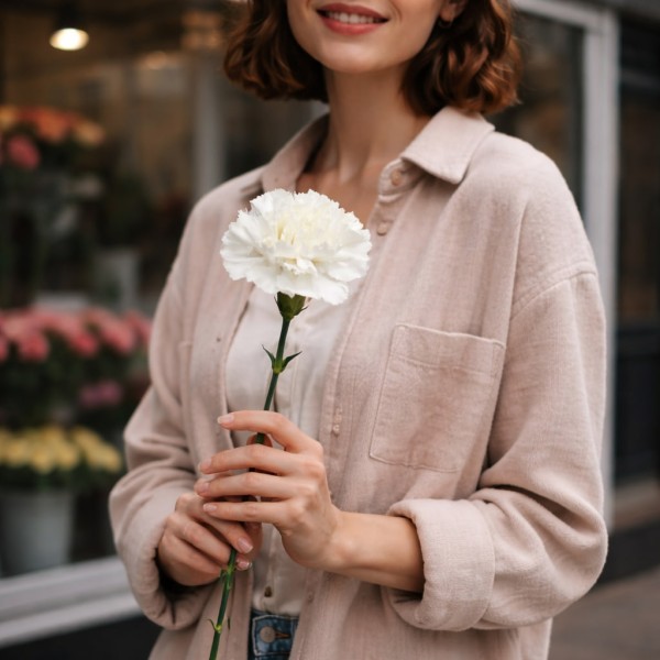 Белая гвоздика одна штука