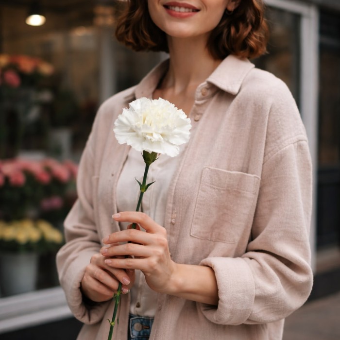 Белая гвоздика одна штука