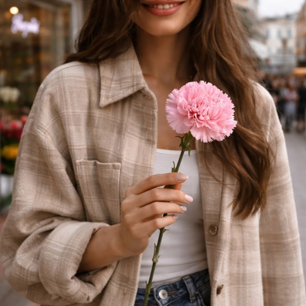 Одна розовая гвоздика