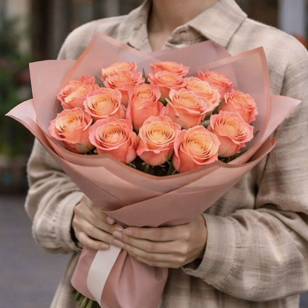 Букет 17 роз Мисс Пигги