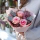 Букет 3 розовые розы с сухоцветом